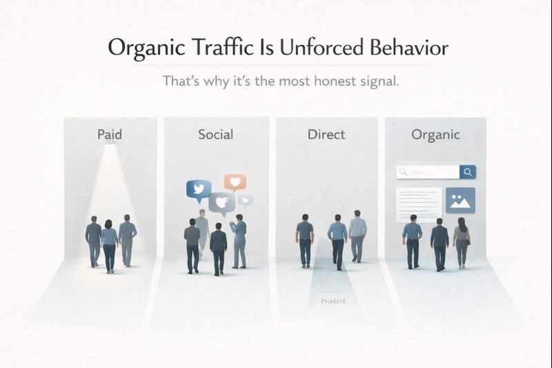 organic traffic is unforced behaviour, thats why it is the most honest signal.